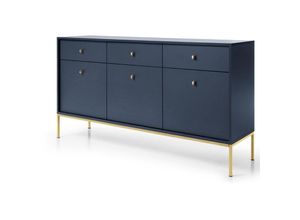 4066075153474 - Lomadox - Sideboard 154cm in blau Fußgestell goldfarben MALAGA-160 - blau