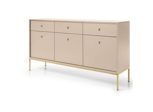 4066075153498 - Sideboard 154cm in beige Fußgestell goldfarben MALAGA-160 - beige