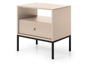 4066075153603 - Nachttisch in beige Fußgestell schwarz MALAGA-160 - beige