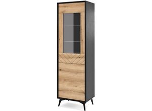 4066075155591 - Lomadox - Vitrine schwarz mit Eiche DALE-160 - schwarz