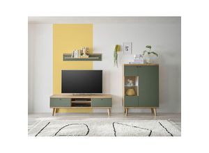 4066075159896 - Tv Wand in Eiche mit grün AVEZZANO-61 Modern 3-teilig - grün