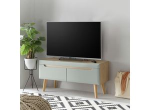 4066075160984 - Wohnzimmer TV-Lowboard 107cm in Grün Matt mit Eiche STOCKTON-61