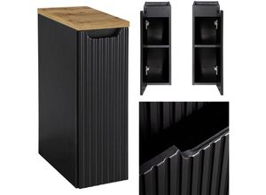 4066075166597 - Badschrank 20cm in schwarz mit Eiche NEWPORT-56-BLACK - schwarz
