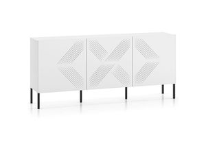 4066075170297 - Sideboard 170cm in weiß schwarze Metallfüße CHENNAI-131 - weiß