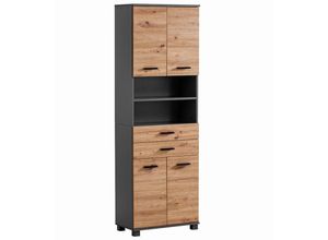 4066075171836 - Hochschrank 60cm in anthrazit mit Eiche PROVIDENCE-80 - braun