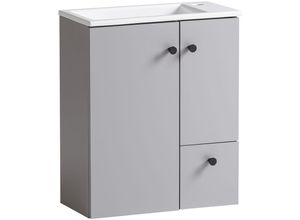 4066075172413 - Badezimmer Waschtisch Schrank Unterschrank 50 cm grau inkl Waschbecken BARLETTA-80