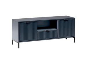 4066075177012 - TV Lowboard in Indigo blau mit Rillenoptik 135 cm LAURO-161 - blau