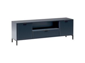 4066075177036 - TV Lowboard in Indigo blau mit Rillenoptik 165 cm LAURO-161 - blau