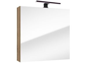 4066075177814 - Lomadox - Spiegelschrank 60 cm Eiche mit led Beleuchtung RIVA-107 - braun