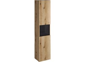 4066075180036 - Lomadox - Hochschrank mit Regaleinsatz Eiche und schwarz NEWPORT-56-OAK - braun