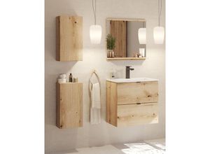 4066075180098 - Lomadox - Badmöbel Set 4-teilig 60cm Waschtisch Eiche NEWPORT-56-OAK - braun