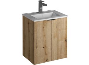 4066075180128 - Lomadox - Waschtisch 50cm mit Keramik-Waschbecken Eiche NEWPORT-56-OAK - braun