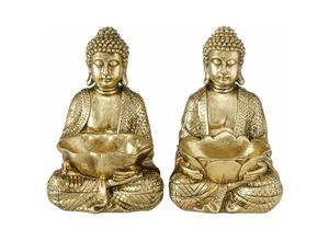 4066076021710 - Boltze Gruppe - Buddha Dekofigur sitzend Asia Skulptur Kunstharz gold Feng Shui Dekoration 2er Set Boltze 2021250