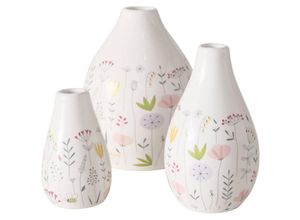 4066076322282 - Boltze Gruppe - Kleine Vasen aus Keramik mit Blumenmuster florina 3er-Set