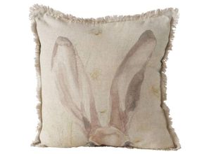 4066076336210 - Boltze Gruppe - Dekoratives Kissen mit Fransen rabbit aus Leinen 45 x 45 cm