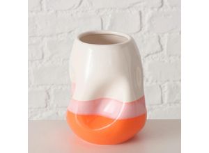 4066076505418 - Boltze Home Vase  Orange Weiß  Keramik  organisch  145 cm  zum Stellen  Dekoration Vasen Keramikvasen