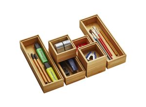 4066143076421 - So-tech - orga-box bambus Aufbewahrungsbox 6 teiliges Set (geölt 3 Größen 85 171 257 x 85 x 50 mm) Schubladen-Organizer stapelbar für Küche Bad und