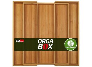 4066143087083 - Orga-box universal Besteckkasten aus Bambus verstellbar für Schubladenbreite 400 - 600 mm bis 5 Fächer für Schubladentiefe 473 mm (Innenmaß) - Color