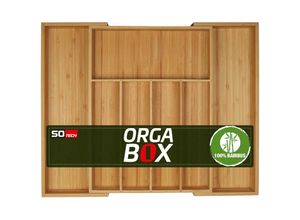 4066143087090 - Orga-box universal Besteckkasten aus Bambus verstellbar für Schubladenbreite 400 - 600 mm bis 7 Fächer für Schubladentiefe 473 mm (Innenmaß) - Color