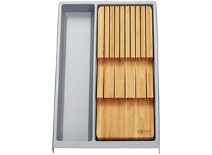 4066143103943 - Mehrzweckeinsatz separado Individual silbergrau genarbt (300 x 474 x 51 mm) Schubladeneinsatz ab 40cm Schrankbreite inkl Bambus Messereinsatz für