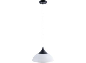 4066153000973 - Paco Home Pendelleuchte Hängelampe Esszimmer Esstischlampe 15m Textilkabel Kürzbar E27 Weiß-Schwarz Milchig A60 800 Lumen   8W