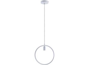 4066153006876 - Paco Home Pendelleuchte Hängelampe Esszimmer Rund Ring 15m Textilkabel Kürzbar E27 Weiß Rauchglas G125 - 125 Lumen   5W