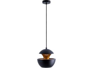 4066153013423 - Paco Home Pendelleuchte Hängelampe Esstischlampe 15m Textilkabel Kürzbar Indirektes Licht Schwarz-Gold Ø20 cm