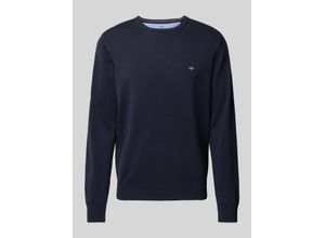 4066227028865 - Fynch-Hatton Pullover Herren Baumwolle Rundhals blau Uni & Uninah