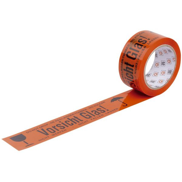 4066300400823 - Signalpackband WIHE-lux 400082 Vorsicht Glas 50mm x 66m PVC orange schwarz 66 Meter