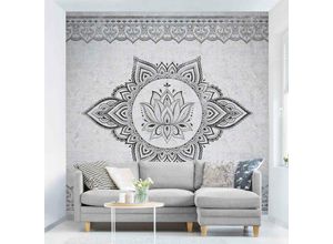 4066332192345 - Micasia - Fototapete - Mandala Lotus Betonoptik Größe HxB 192cm x 192cm Material Vlies Smart