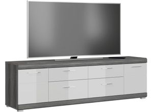 4066432007730 - Lowboard INOSIGN Siena Sideboards Gr B H T 180 cm x 53 cm x 37 cm 2 grau (front weiß hochglanz tz korpus rauchsilber nb absetzung nb) Lowboards Breite 180 cm