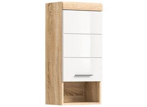 4066432013380 - Ebuy24 - Lambada Badschrank wandhängend 1 Tür 1 Ablage Hochglanz weißEiche dekor - Weiß