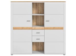 4066432016671 - Ashton Sideboard 2 Türen 2 Schubladen 3 raum matt hellgrauEiche dekor