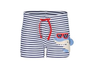 4066646378589 - - Badeshorts SHARK AND STRIPES in weiß blau Gr92 98