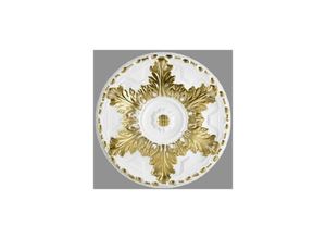 4066676171181 - Stuckrosette Polystyrol Durchmesser 400 mm Weiß Gold Deckenrosette - Weiß - Proviston