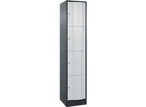 4066681232334 - Schließfachschrank Resisto 1 Abteil 4 Fächer B 396 x T 540 x H 1950 mm Anthrazitgrau Lichtgrau