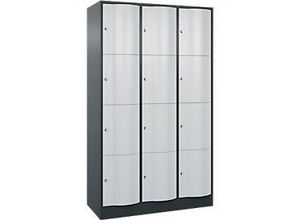 4066681232891 - Schließfachschrank Resisto 3 Abteile 12 Fächer B 1148 x T 540 x H 1950 mm Lichtgrau Anthrazitgrau