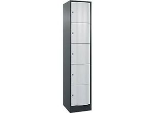 4066681234154 - Schließfachschrank Resisto 1 Abteil 5 Fächer B 396 x T 540 x H 1950 mm Anthrazitgrau Lichtgrau