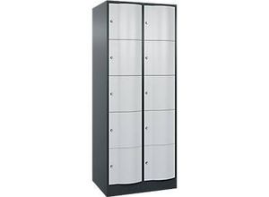 4066681234475 - Schließfachschrank Resisto 2 Abteile 10 Fächer B 772 x T 640 x H 1950 mm Anthrazitgrau Lichtgrau