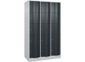 4066681234673 - Schließfachschrank Resisto 3 Abteile 15 Fächer B 1148 x T 640 x H 1950 mm Lichtgrau Anthrazitgrau