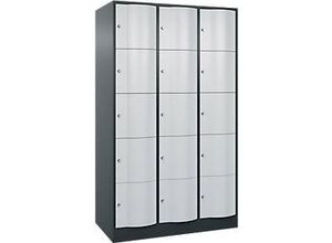 4066681234697 - Schließfachschrank Resisto 3 Abteile 15 Fächer B 1148 x T 640 x H 1950 mm Anthrazitgrau Lichtgrau