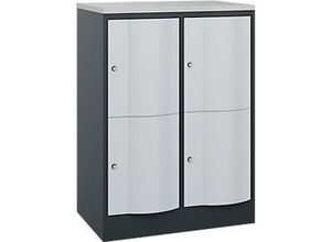 4066681256699 - Schließfachschrank Resisto 2 Abteile 4 Fächer B 772 x T 540 x H 1077 mm Anthrazitgrau Lichtgrau