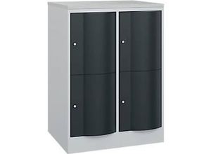 4066681256767 - Schließfachschrank Resisto 2 Abteile 4 Fächer B 772 x T 640 x H 1077 mm Lichtgrau Anthrazitgrau