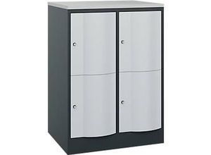 4066681256798 - Schließfachschrank Resisto 2 Abteile 4 Fächer B 772 x T 640 x H 1077 mm Anthrazitgrau Lichtgrau