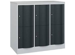 4066681257061 - Schließfachschrank Resisto 3 Abteile 6 Fächer B 1148 x T 640 x H 1077 mm Lichtgrau Anthrazitgrau