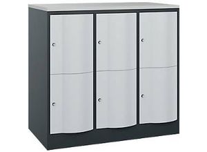 4066681257092 - Schließfachschrank Resisto 3 Abteile 6 Fächer B 1148 x T 640 x H 1077 mm Anthrazitgrau Lichtgrau