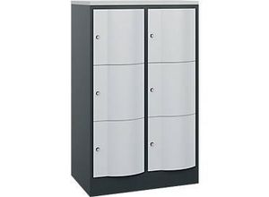 4066681268081 - Schließfachschrank Resisto 2 Abteile 6 Fächer B 772 x T 540 x H 1255 mm Anthrazitgrau Lichtgrau