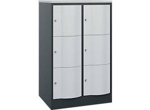 4066681282056 - Schließfachschrank Resisto 2 Abteile 6 Fächer B 772 x T 640 x H 1255 mm Anthrazitgrau Lichtgrau