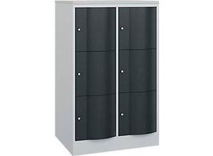 4066681282100 - Schließfachschrank Resisto 2 Abteile 6 Fächer B 772 x T 640 x H 1255 mm Lichtgrau Anthrazitgrau