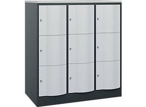 4066681282339 - Schließfachschrank Resisto 3 Abteile 9 Fächer B 1148 x T 640 x H 1255 mm Anthrazitgrau Lichtgrau